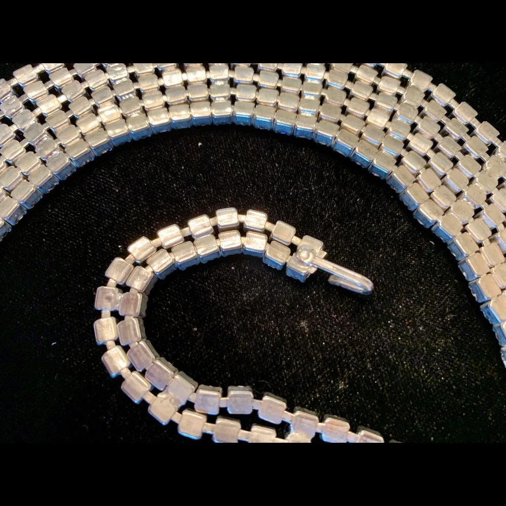 Vintage belt silvertone rhinestone costume bling